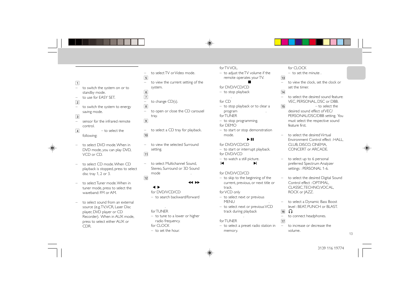 Controls | Philips FW-D5D User Manual | Page 13 / 43