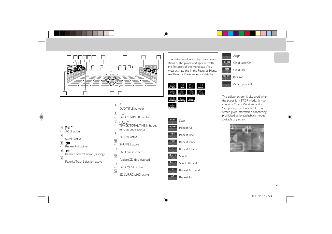 On screen display information, Dvd-video | Philips FW-D5D User Manual | Page 21 / 43