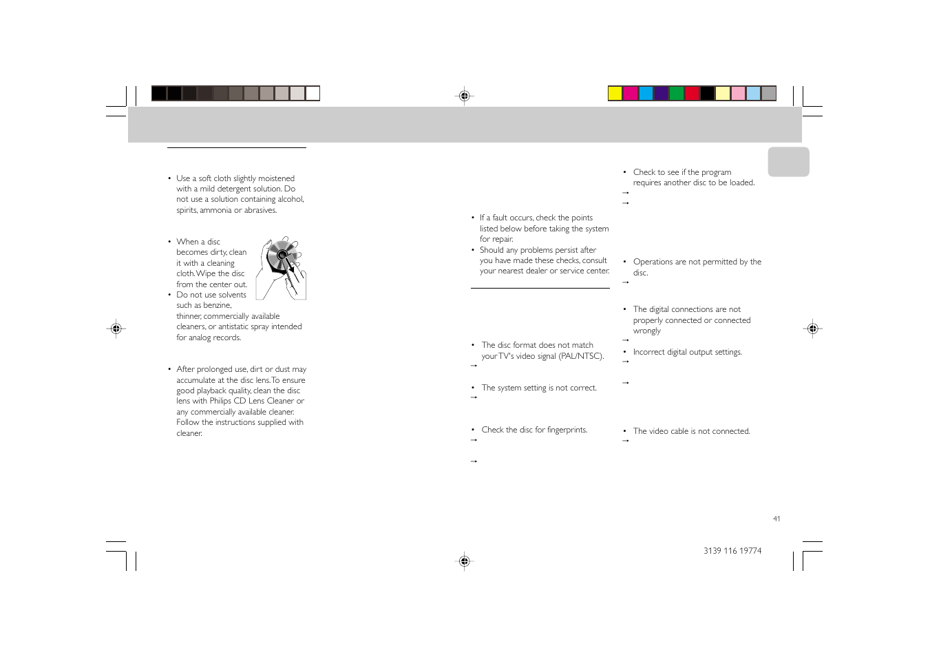 Maintenance troubleshooting | Philips FW-D5D User Manual | Page 41 / 43