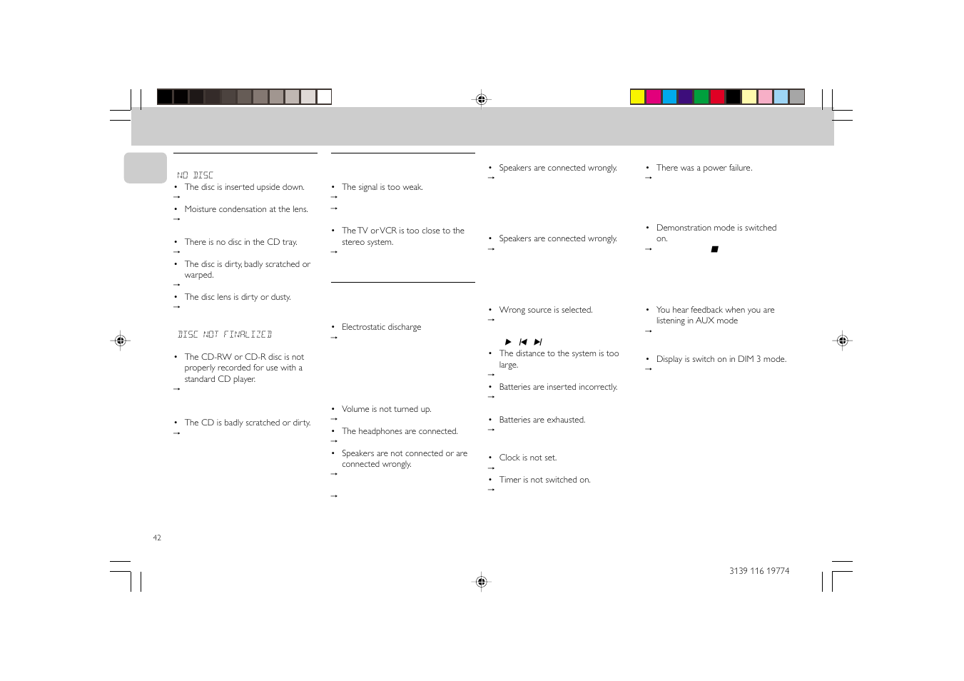Troubleshooting | Philips FW-D5D User Manual | Page 42 / 43