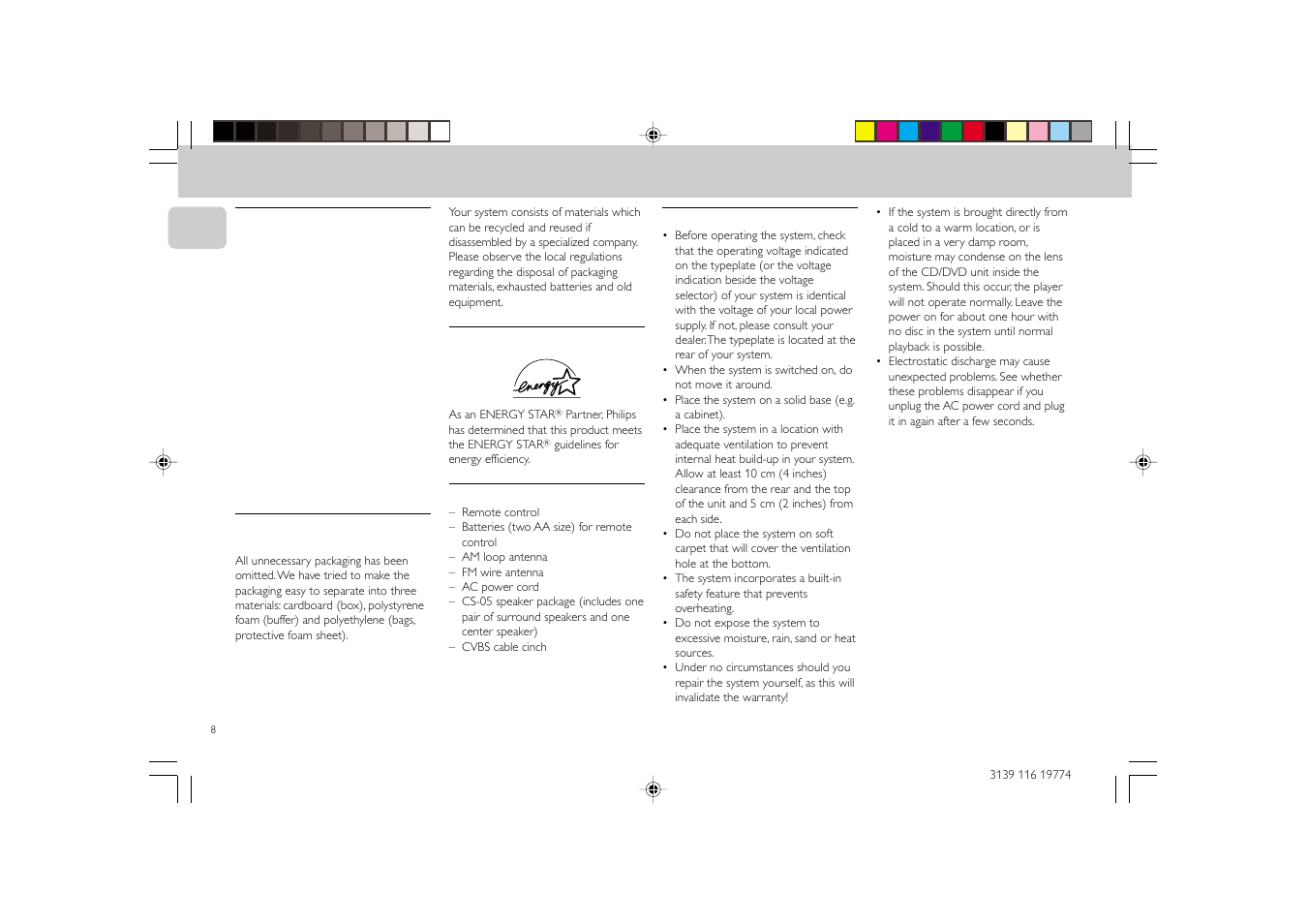 General information safety information | Philips FW-D5D User Manual | Page 8 / 43