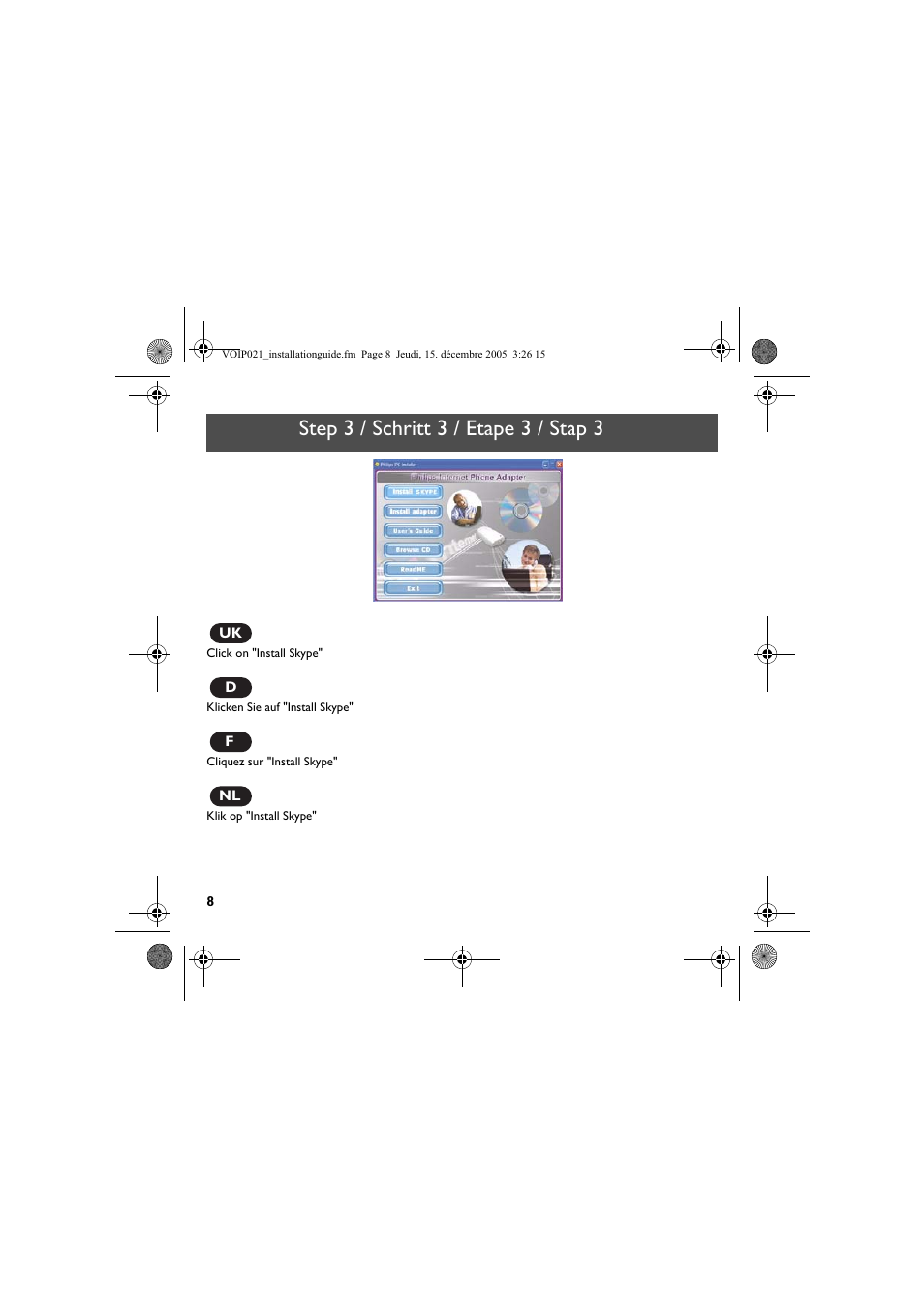 Step 3 / schritt 3 / etape 3 / stap 3 | Philips VOIP0211G User Manual | Page 10 / 44