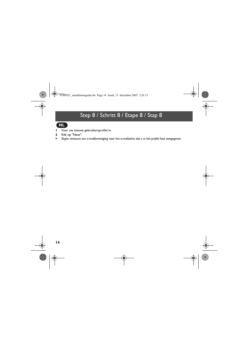 Step 8 / schritt 8 / etape 8 / stap 8 | Philips VOIP0211G User Manual | Page 16 / 44