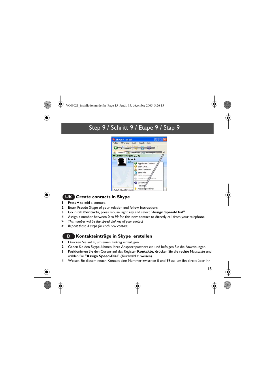 Step 9 / schritt 9 / etape 9 / stap 9 | Philips VOIP0211G User Manual | Page 17 / 44