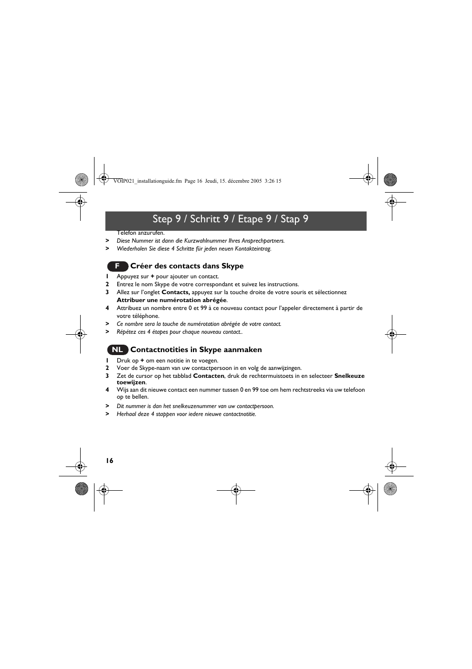 Step 9 / schritt 9 / etape 9 / stap 9 | Philips VOIP0211G User Manual | Page 18 / 44