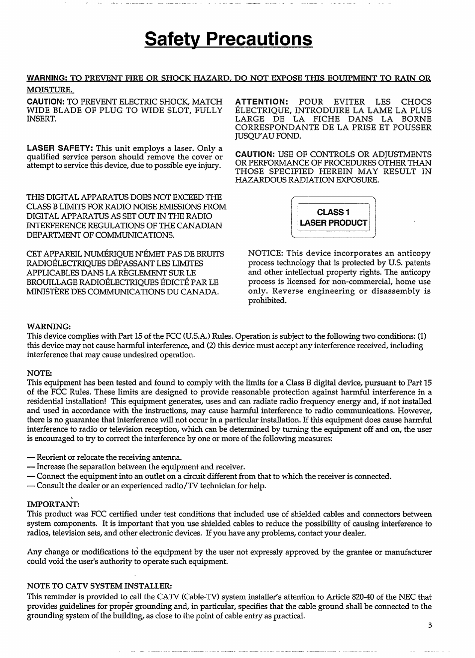 Safety precautions | Philips CDI 615 User Manual | Page 3 / 24