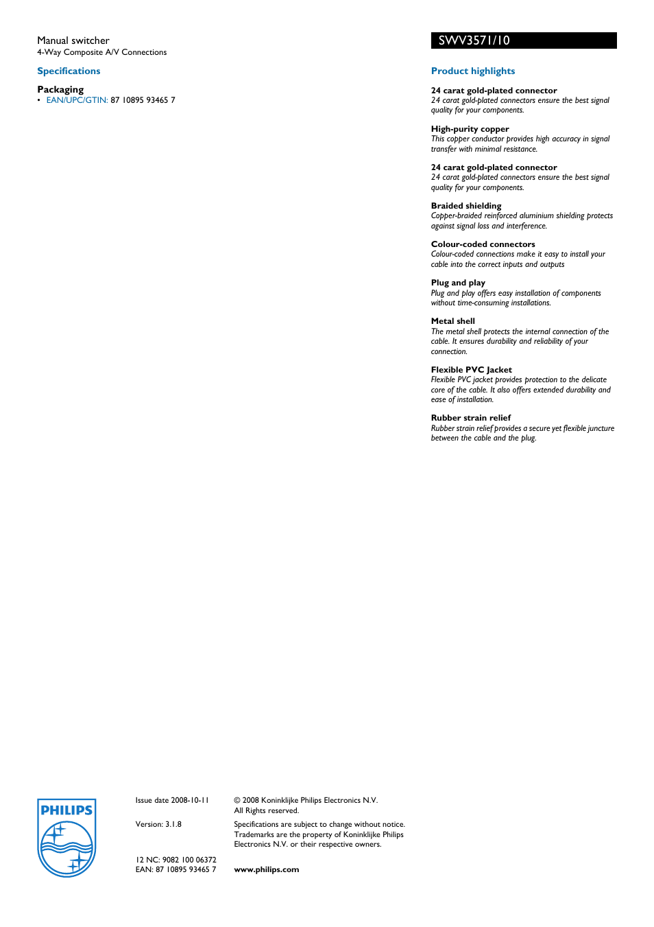 Philips SWV3571 User Manual | Page 2 / 2