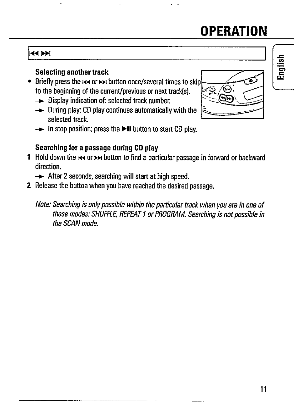 Operation | Philips AZ 7464 User Manual | Page 11 / 22