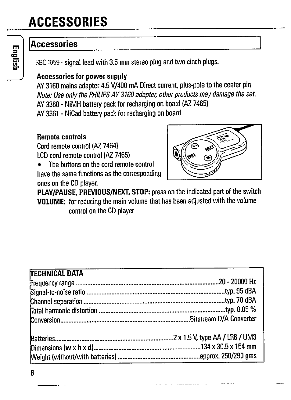 Accessories | Philips AZ 7464 User Manual | Page 6 / 22