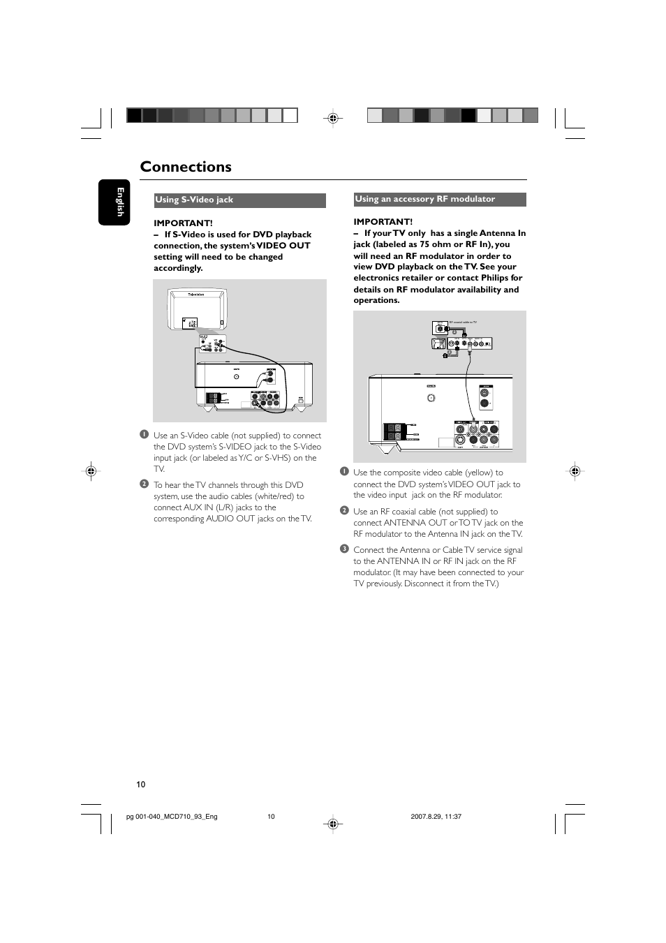 Connections | Philips MCD710 User Manual | Page 10 / 40