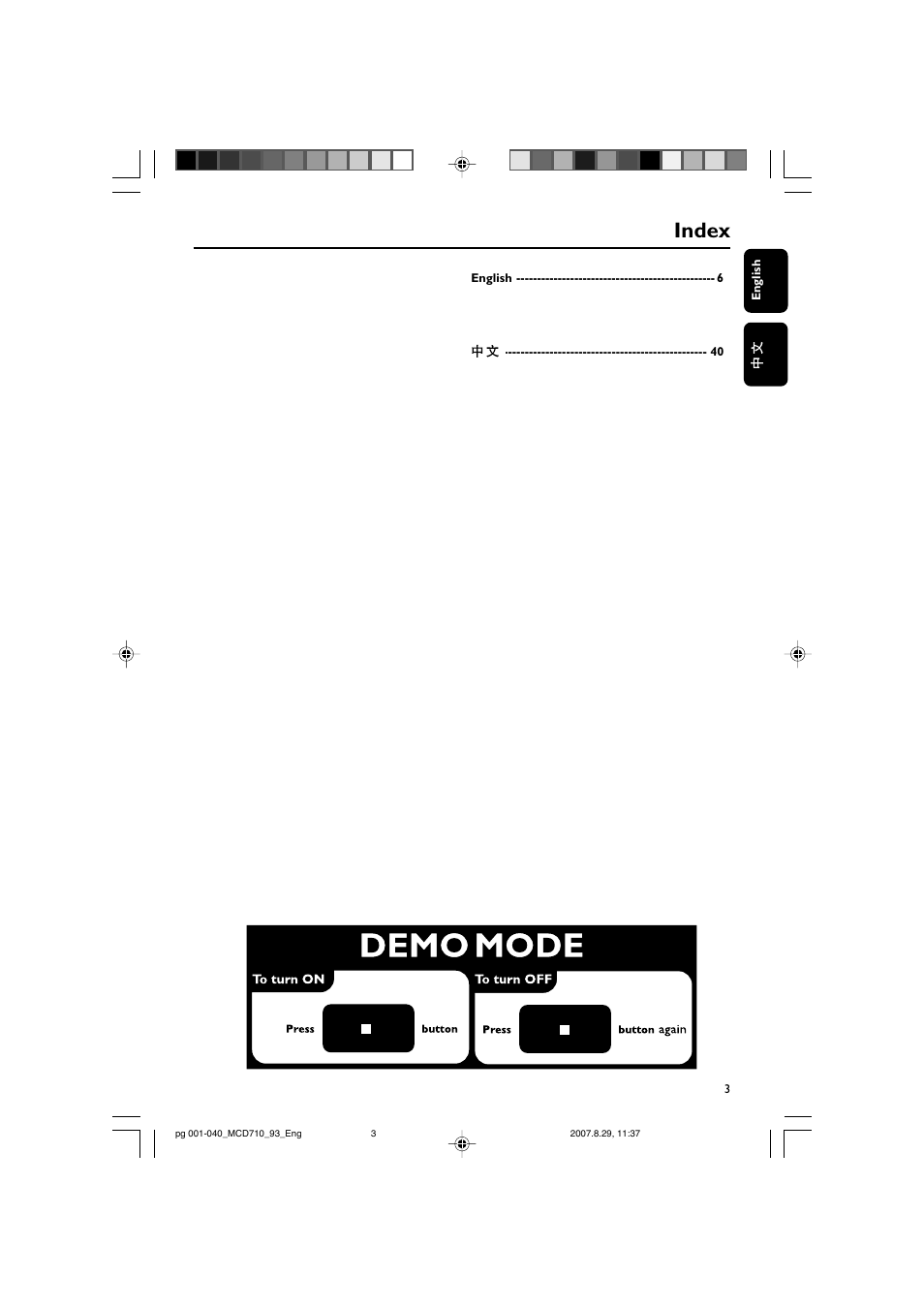 Index | Philips MCD710 User Manual | Page 3 / 40