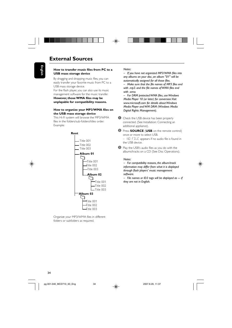 External sources | Philips MCD710 User Manual | Page 34 / 40