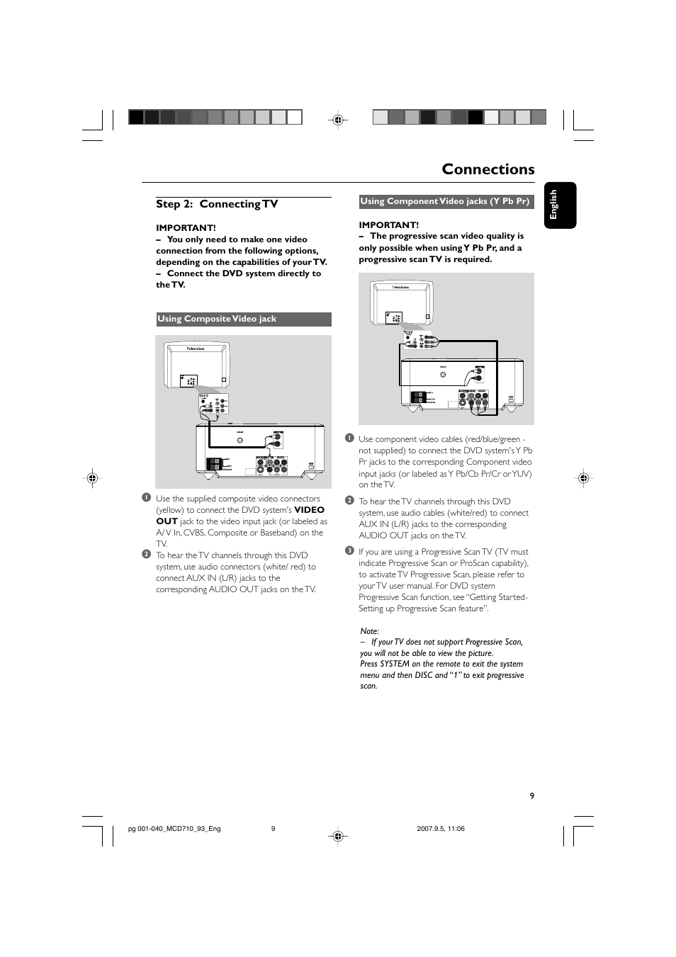 Connections | Philips MCD710 User Manual | Page 9 / 40