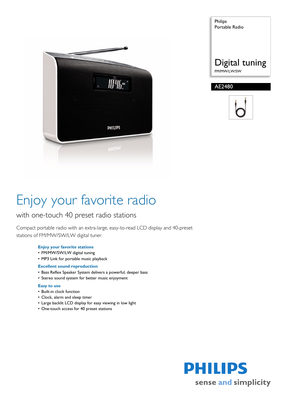 Philips AE2480 User Manual | 2 pages