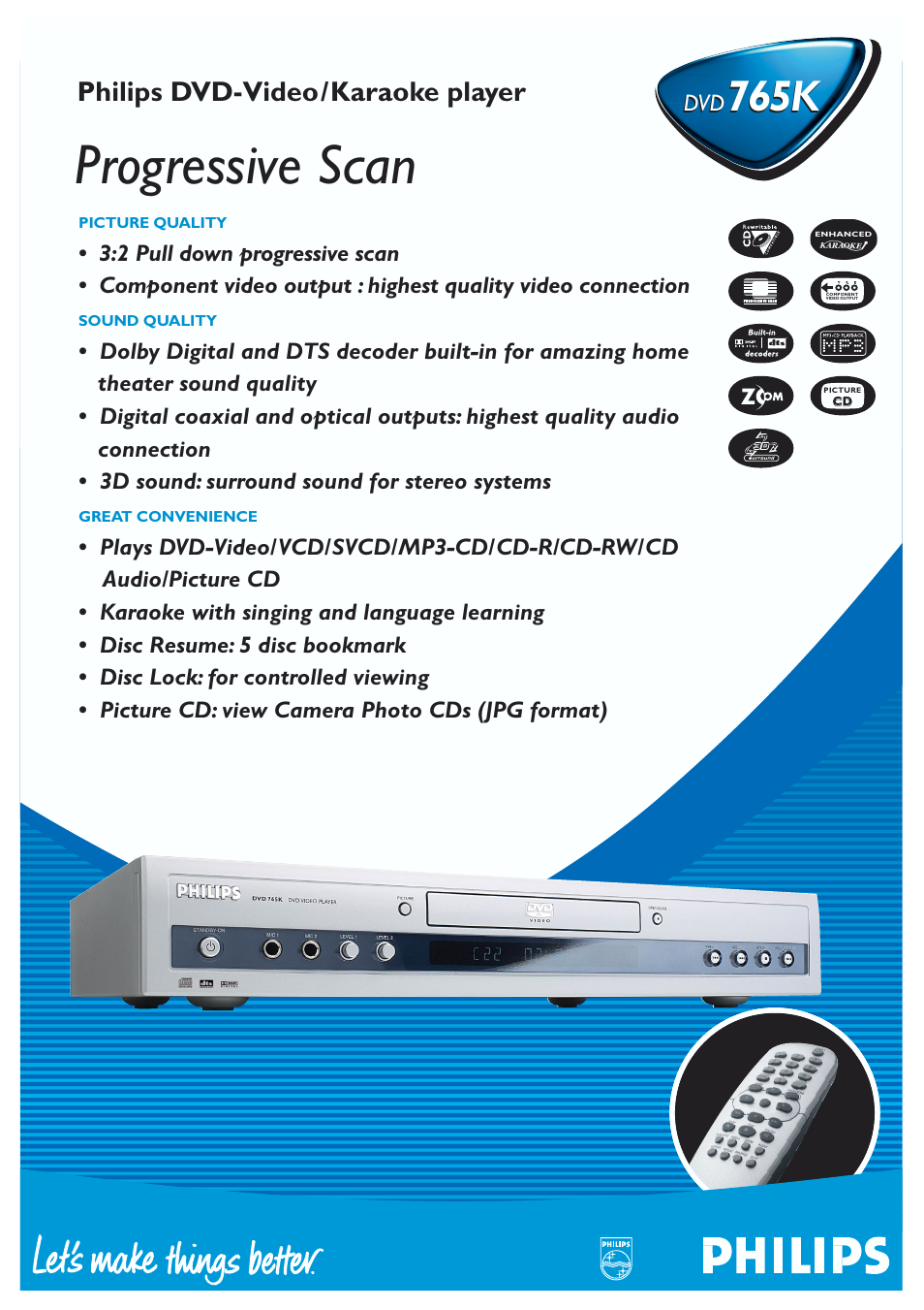 Philips DVD 765K User Manual | 2 pages