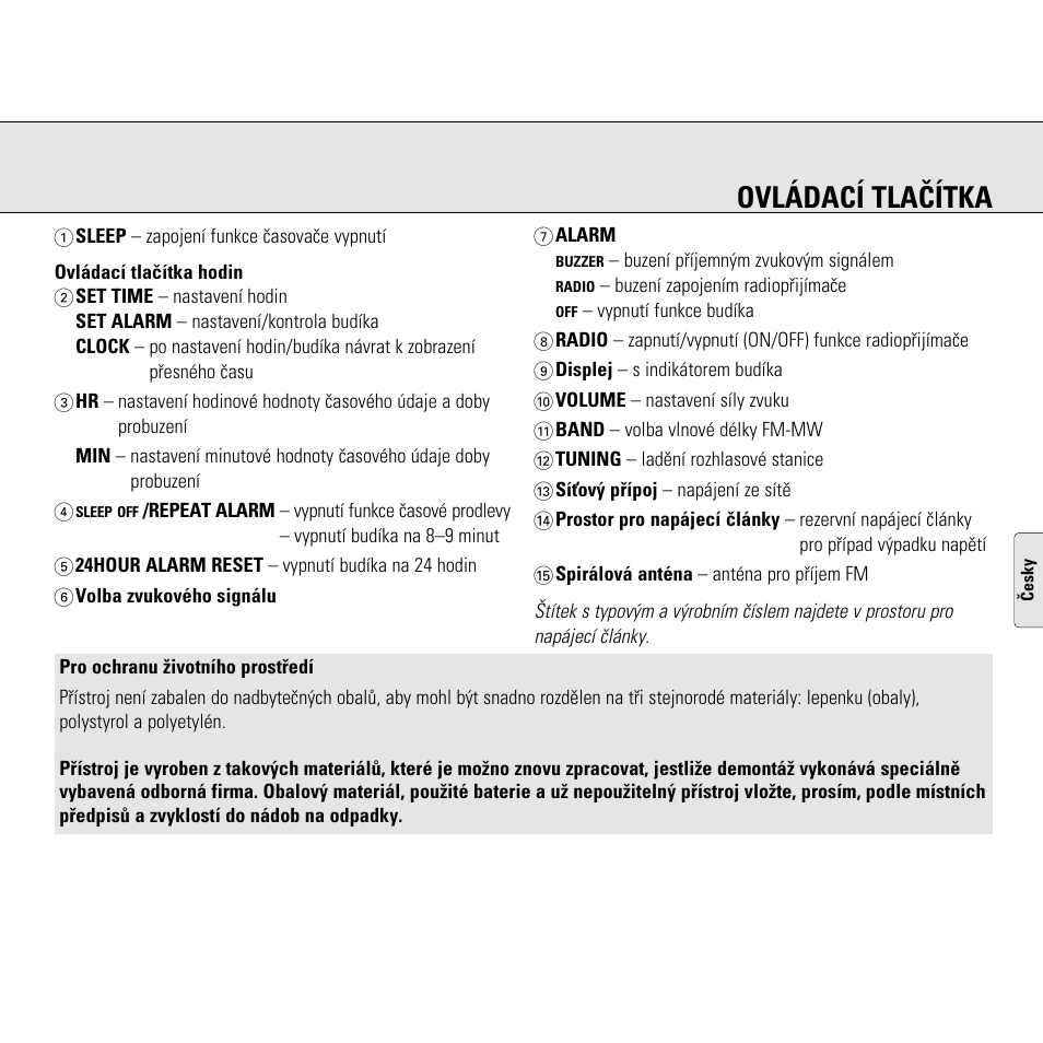 Ovládací tlaèítka | Philips AJ3130/05 User Manual | Page 23 / 43