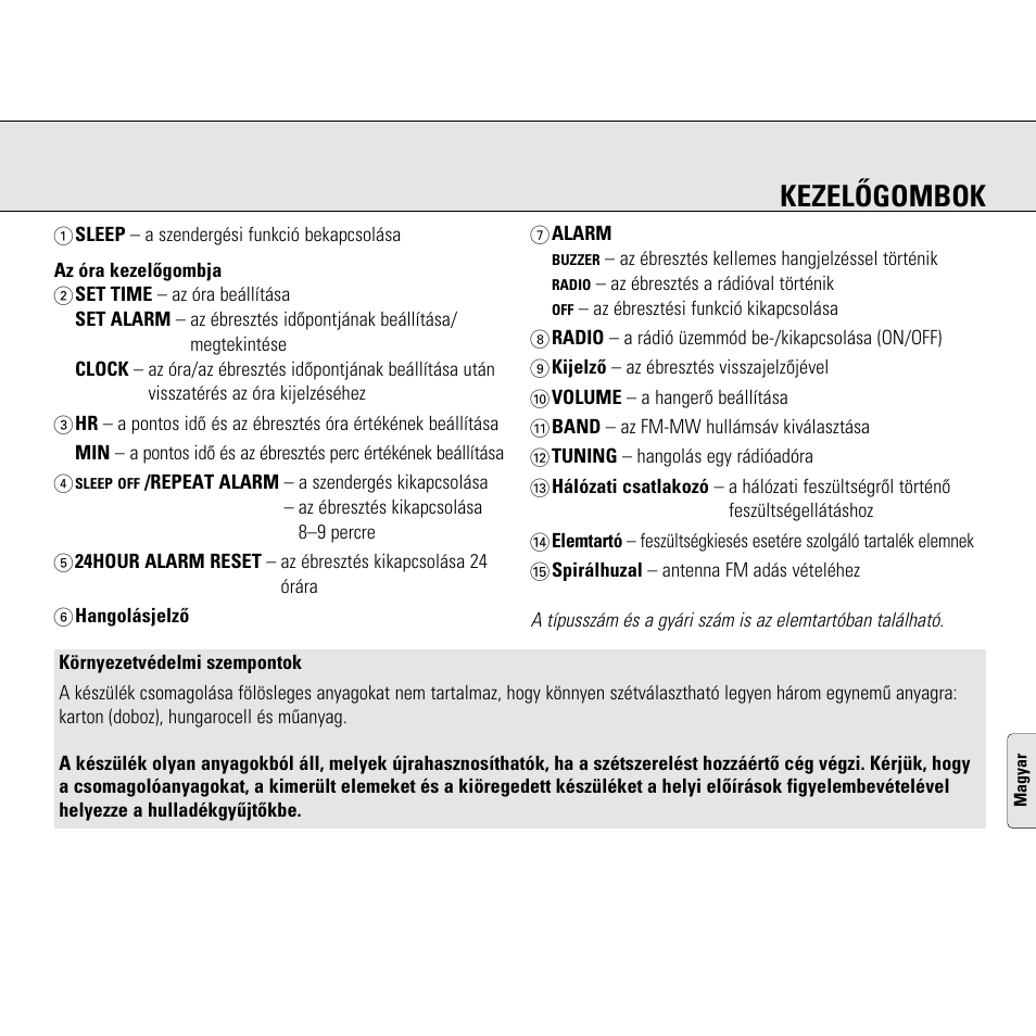 Kezelõgombok | Philips AJ3130/05 User Manual | Page 35 / 43