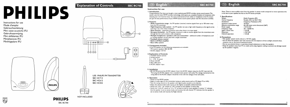 Philips SBC BC700 User Manual | 1 page