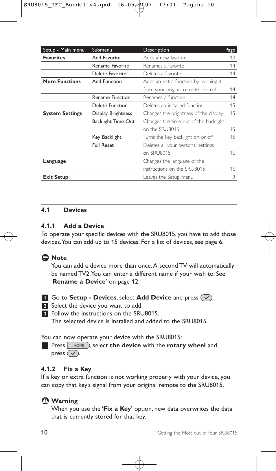 Philips SRU8015 User Manual | Page 10 / 112