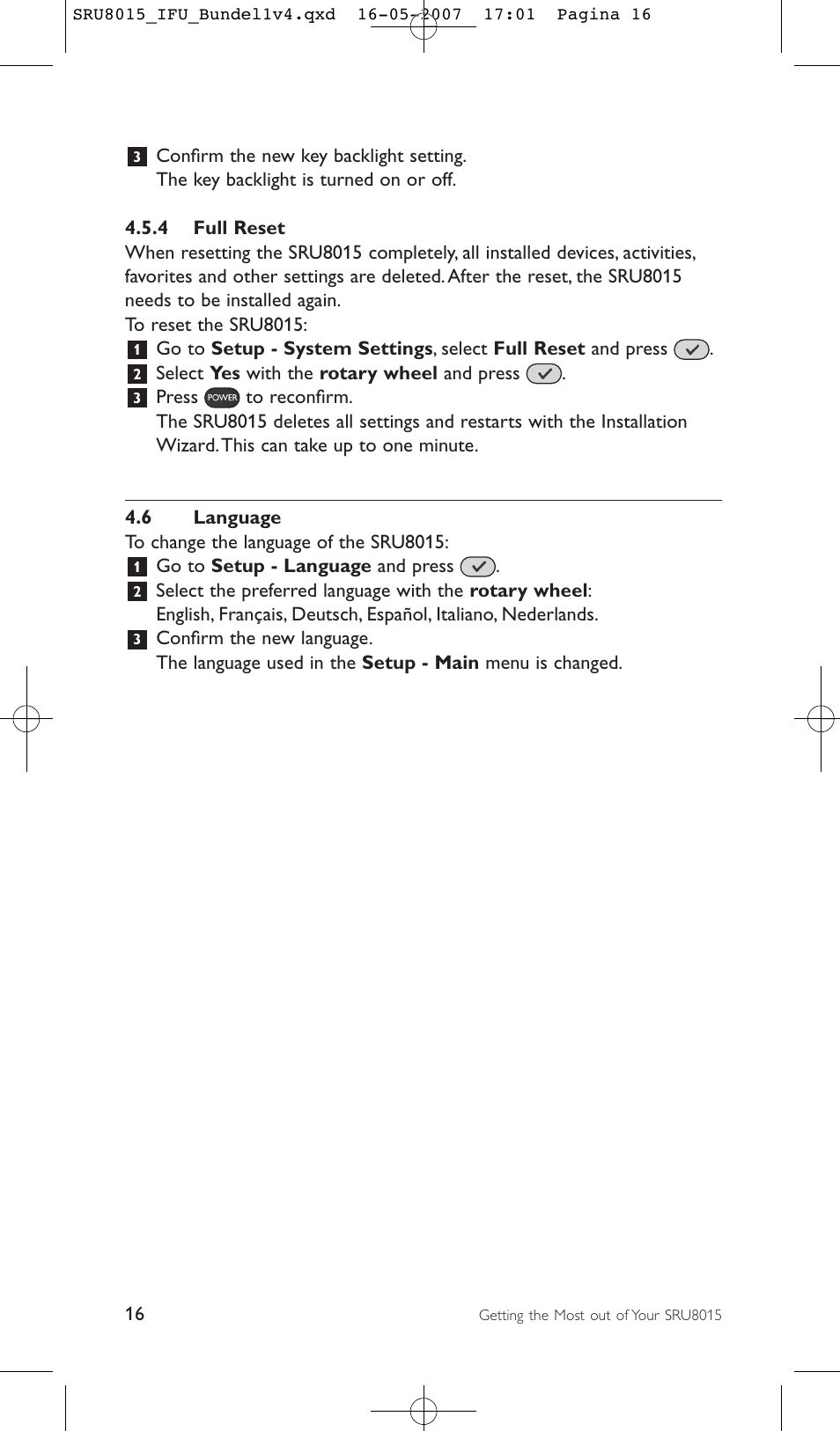 Philips SRU8015 User Manual | Page 16 / 112