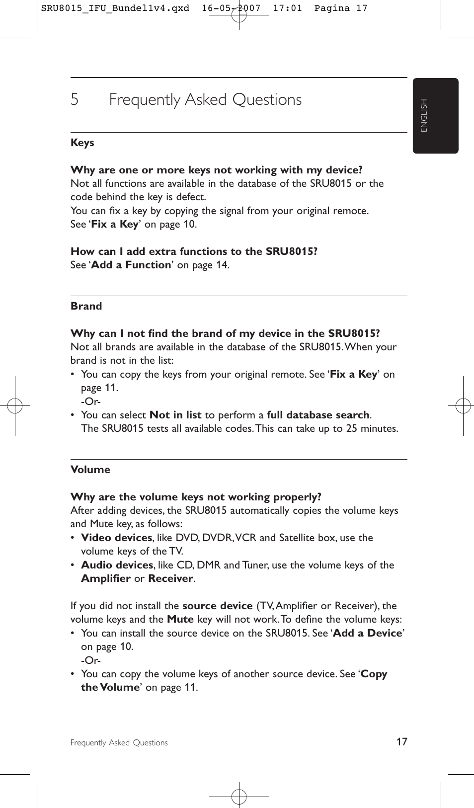 5 frequently asked questions | Philips SRU8015 User Manual | Page 17 / 112