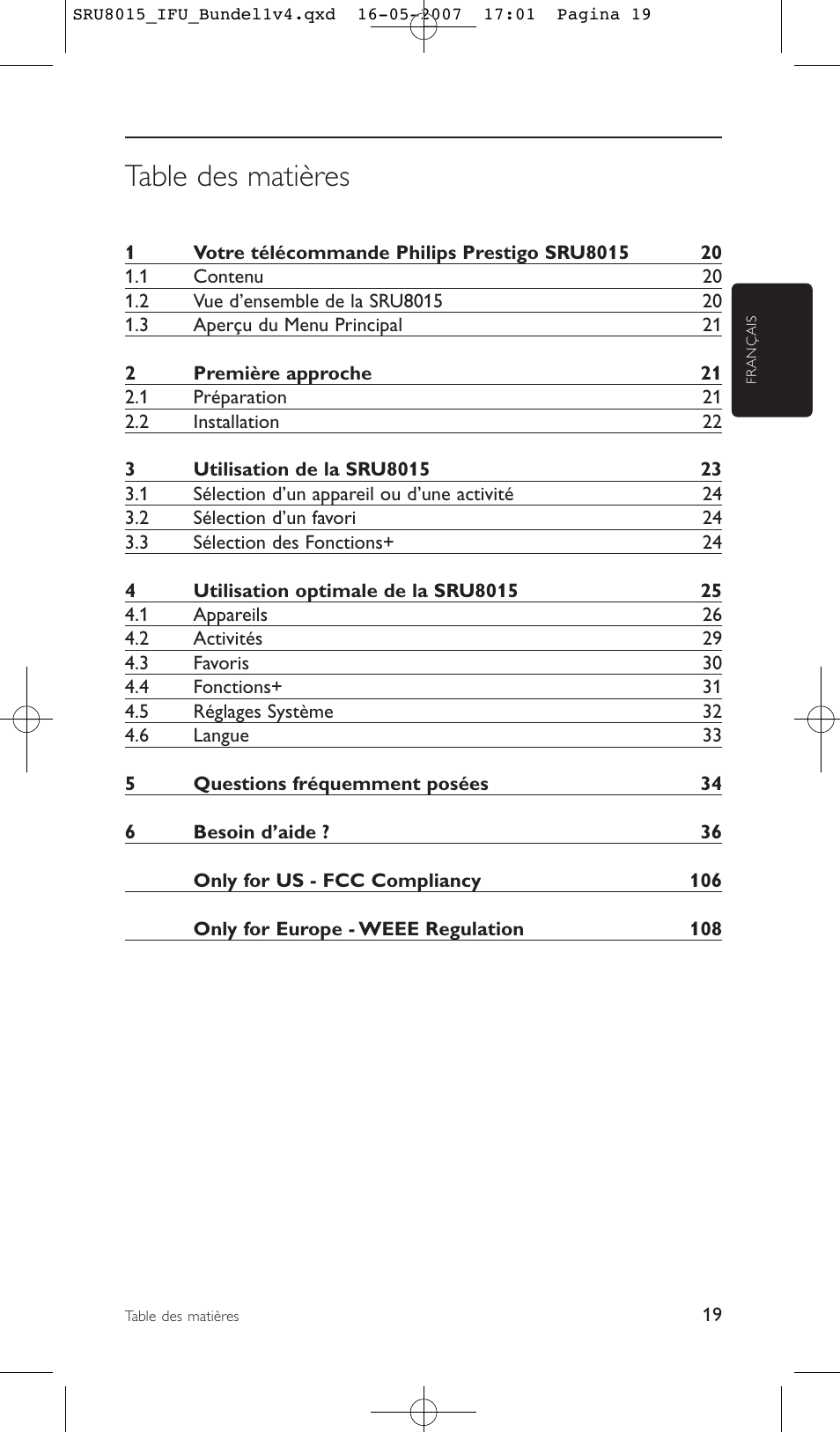 Philips SRU8015 User Manual | Page 19 / 112