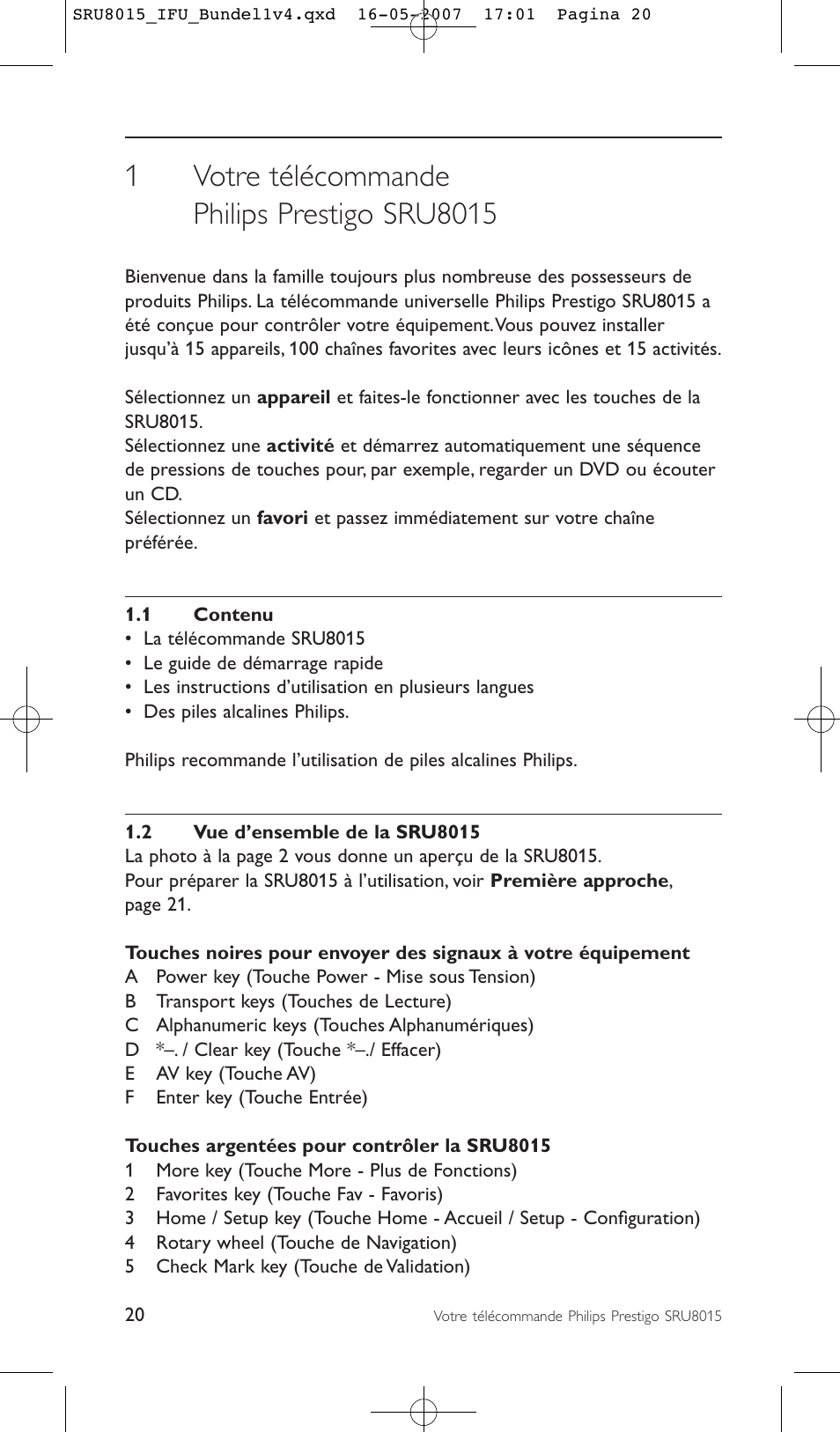 Philips SRU8015 User Manual | Page 20 / 112