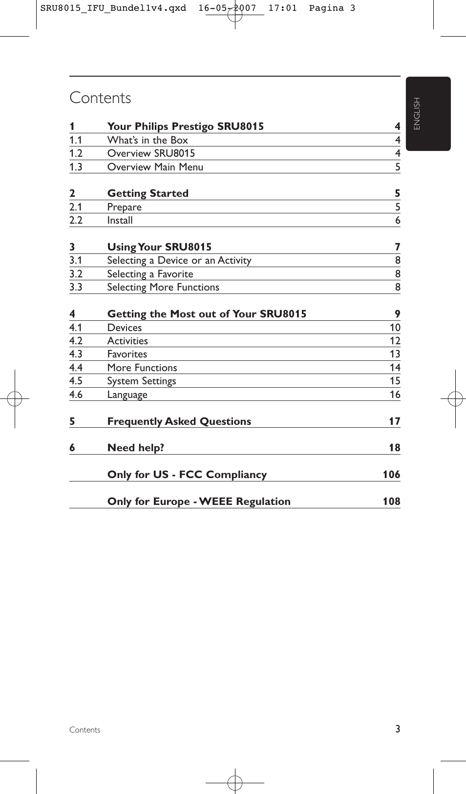 Philips SRU8015 User Manual | Page 3 / 112