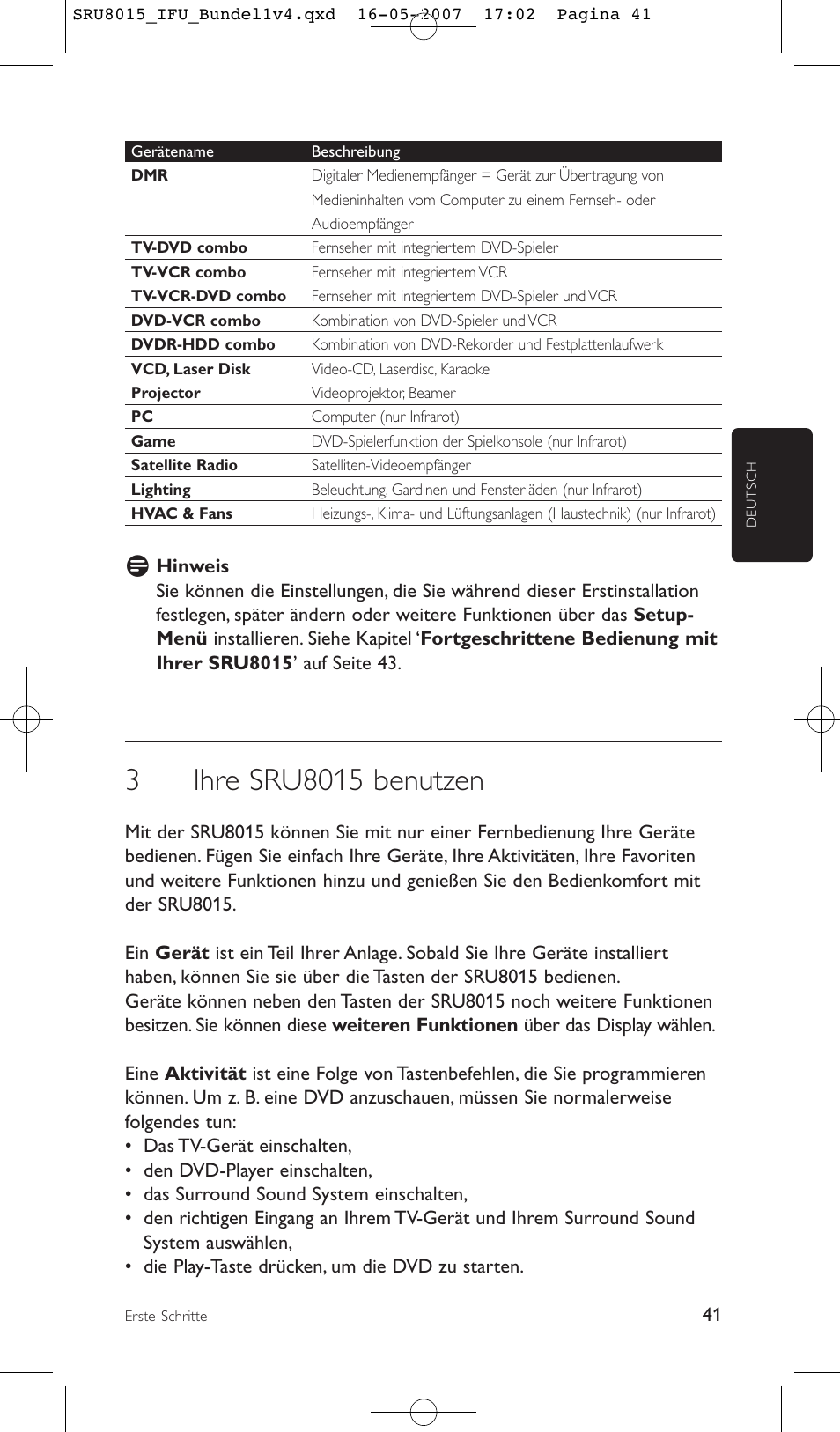 Philips SRU8015 User Manual | Page 41 / 112