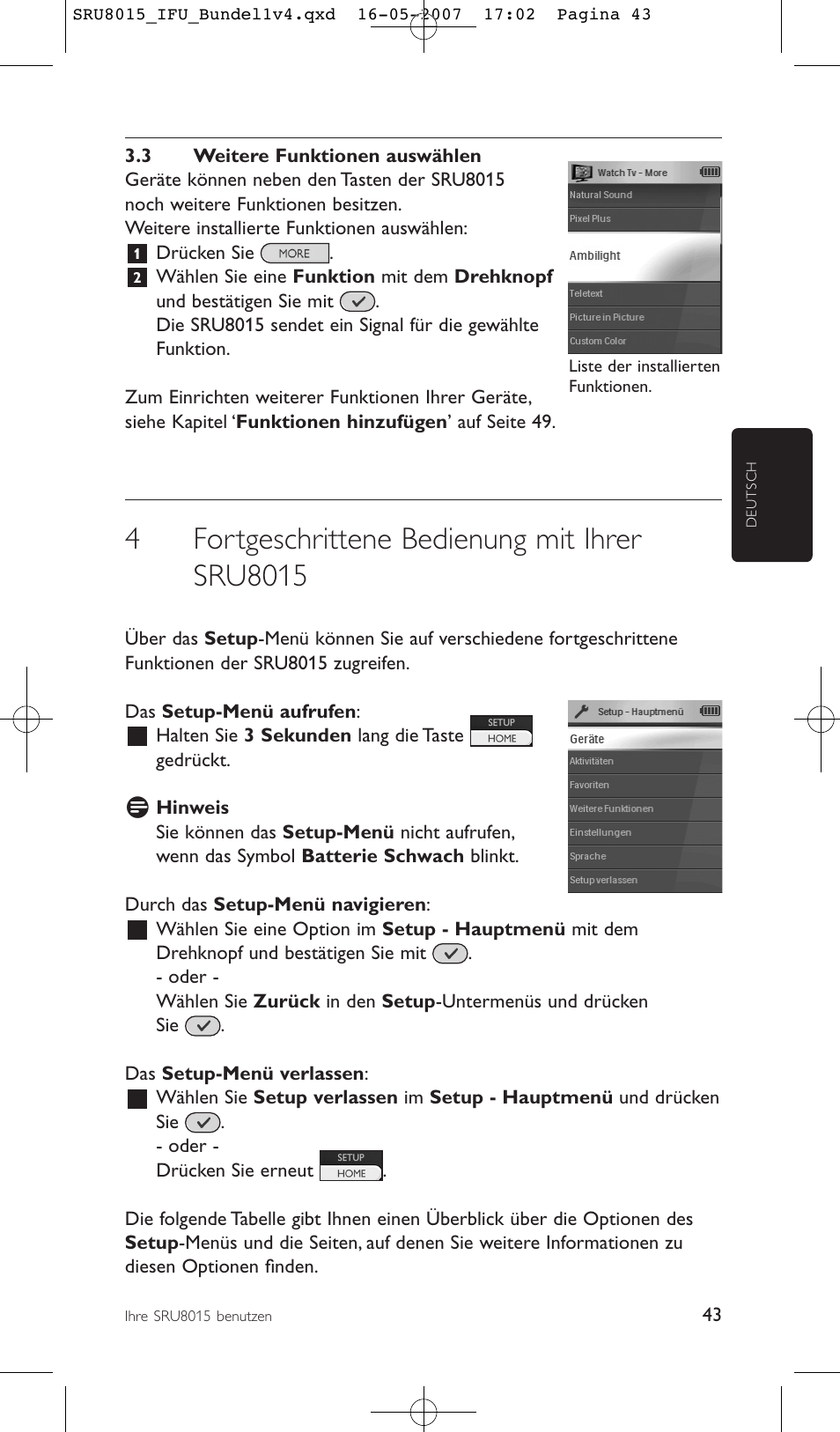 Philips SRU8015 User Manual | Page 43 / 112