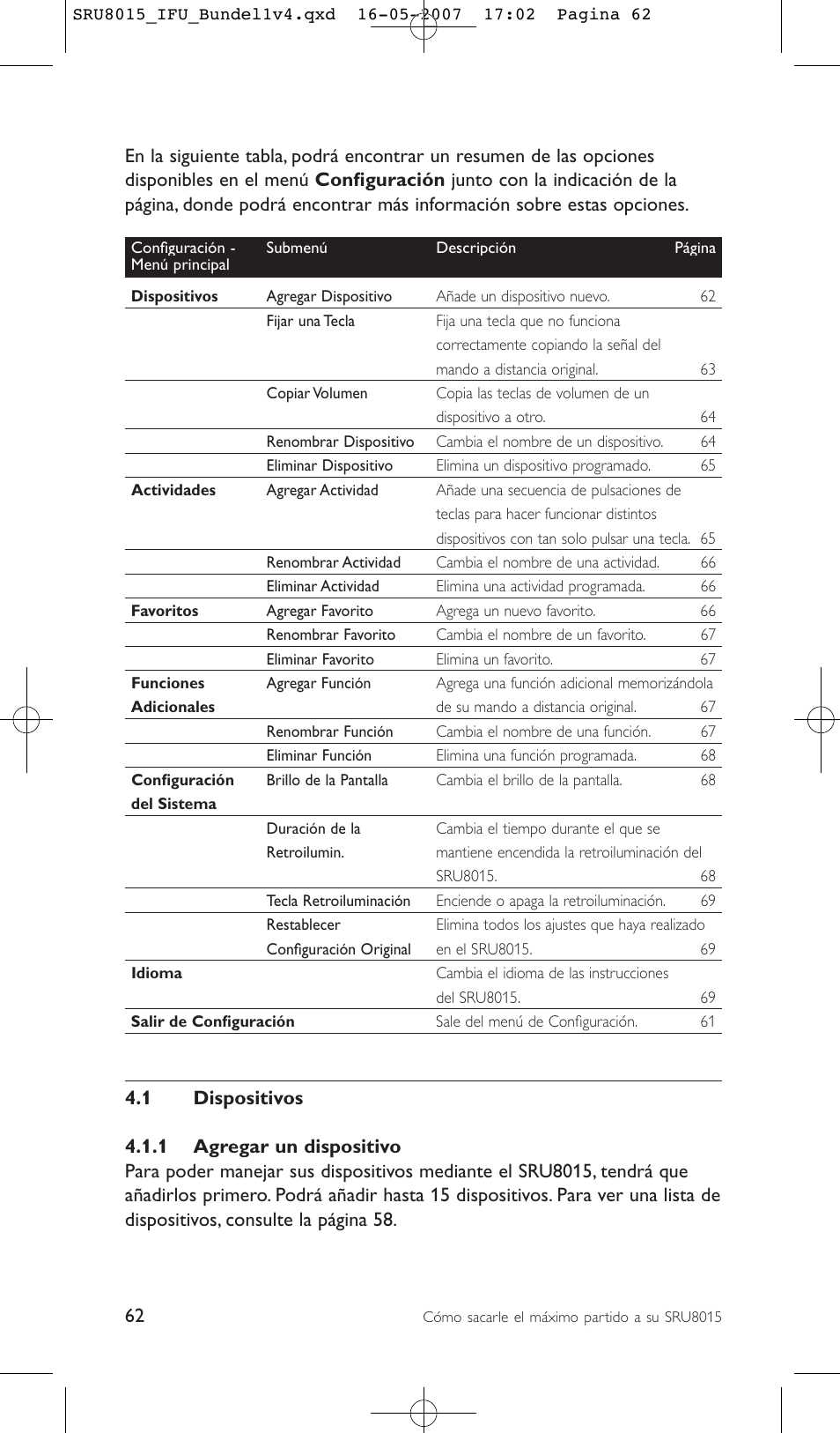 Philips SRU8015 User Manual | Page 62 / 112