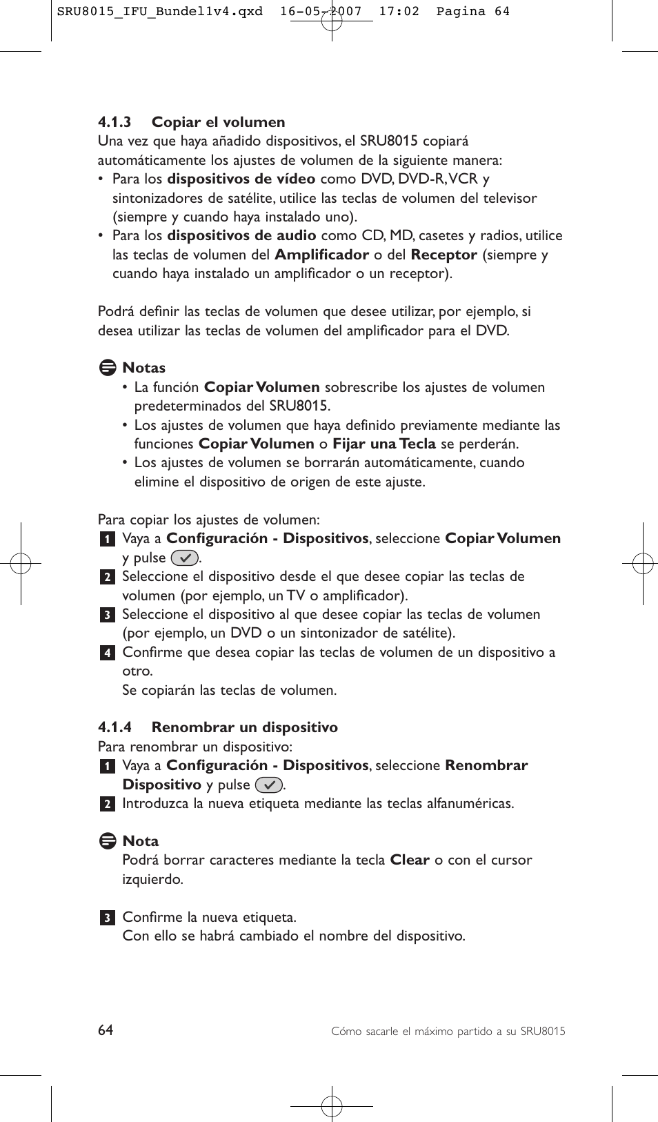 Philips SRU8015 User Manual | Page 64 / 112