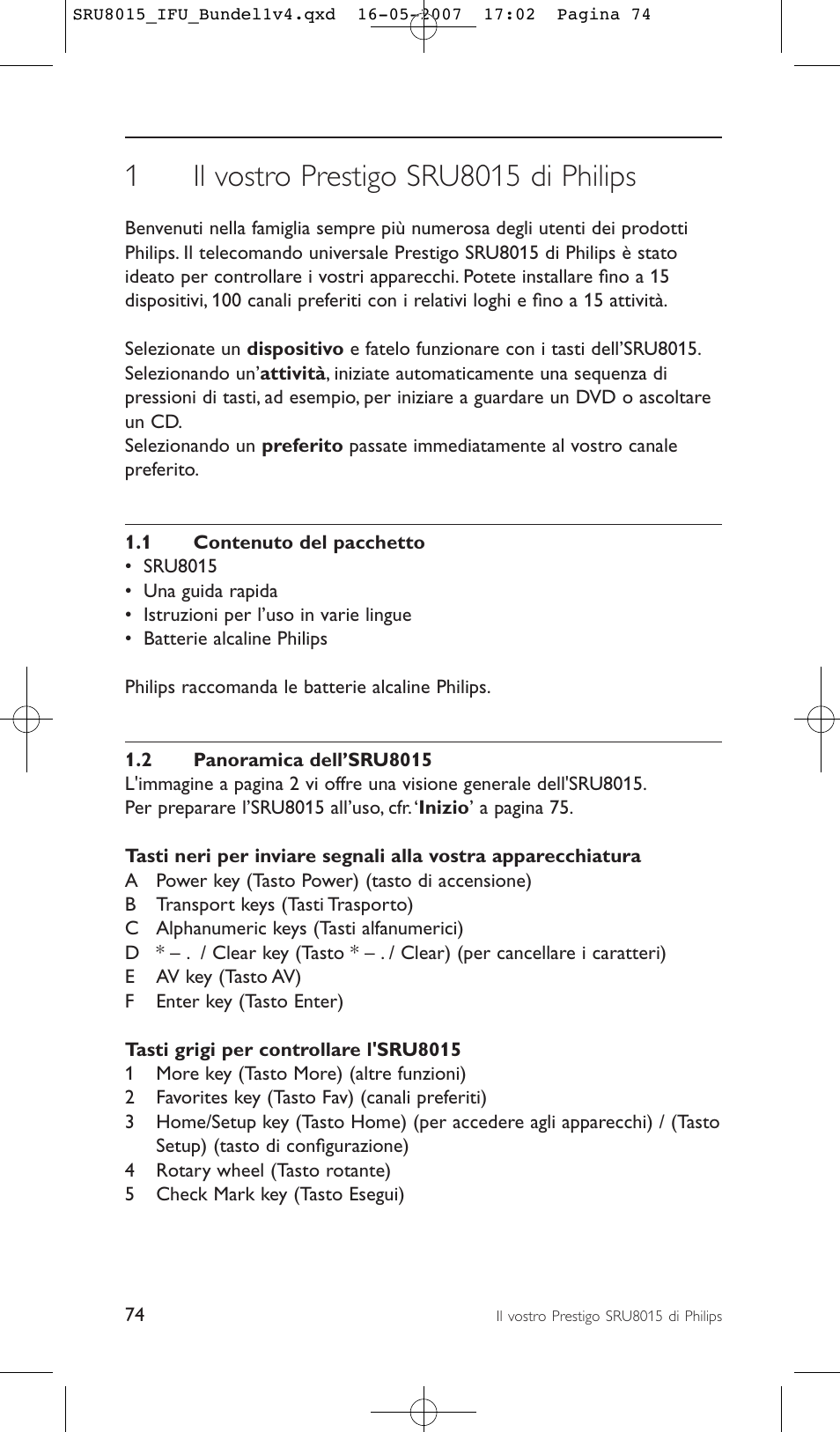 Philips SRU8015 User Manual | Page 74 / 112