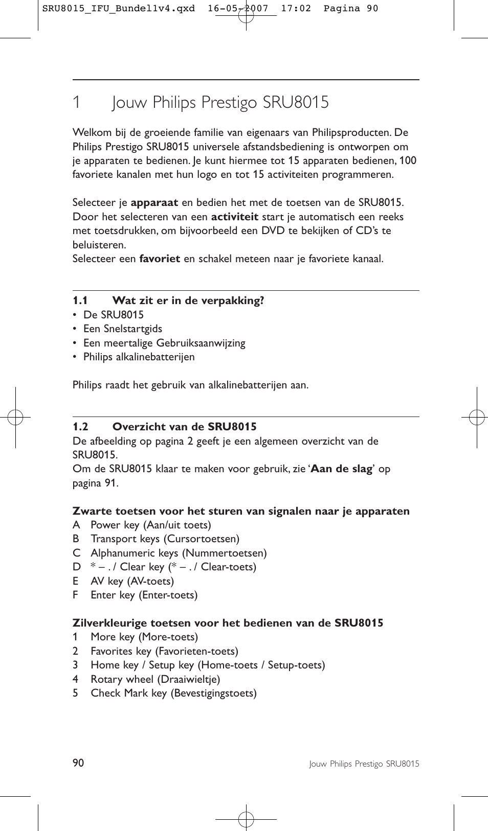 Philips SRU8015 User Manual | Page 90 / 112