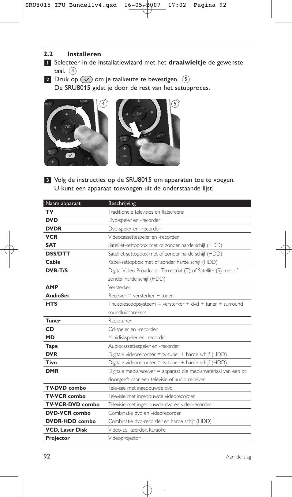 2 installeren | Philips SRU8015 User Manual | Page 92 / 112