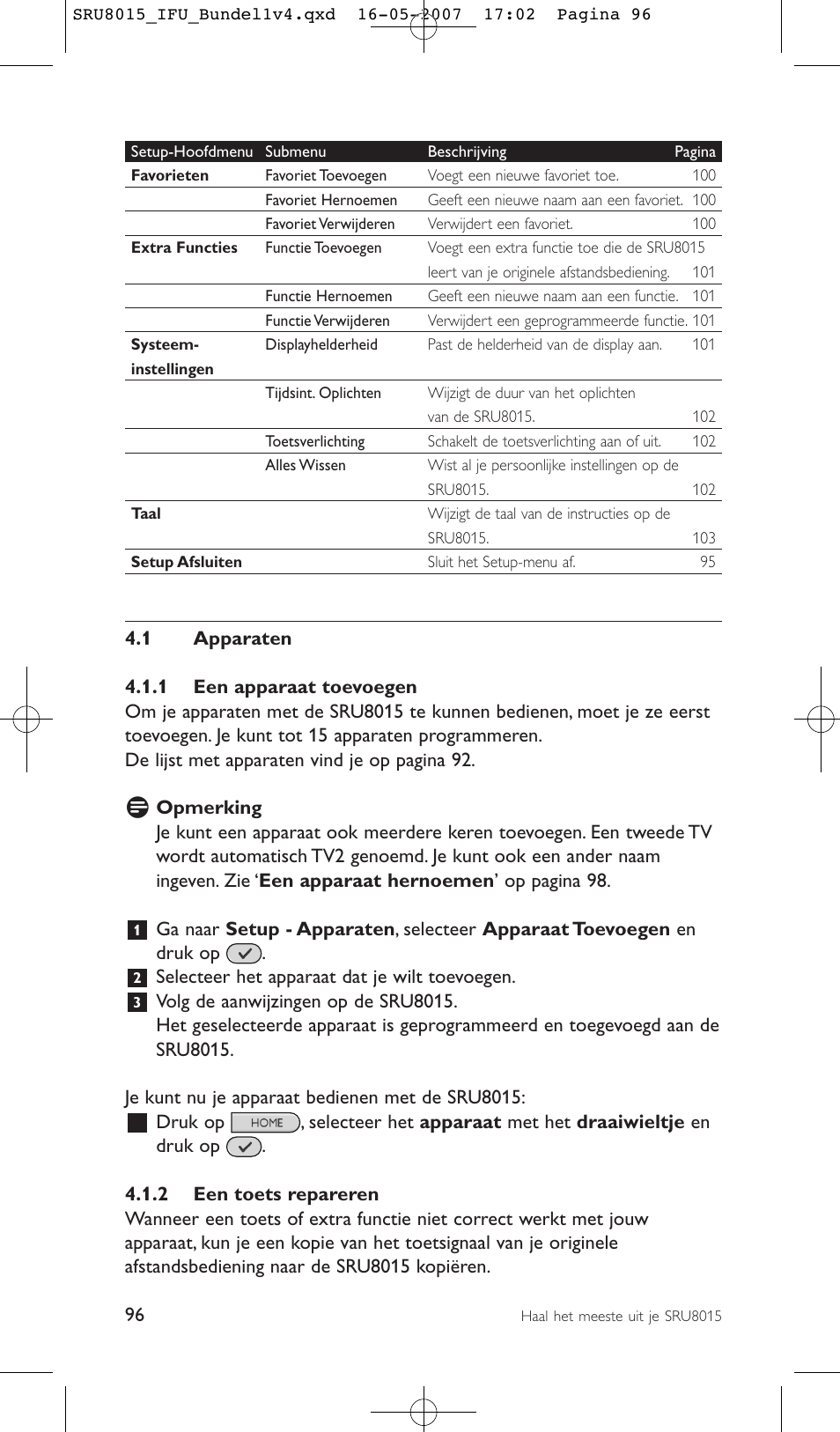 Philips SRU8015 User Manual | Page 96 / 112