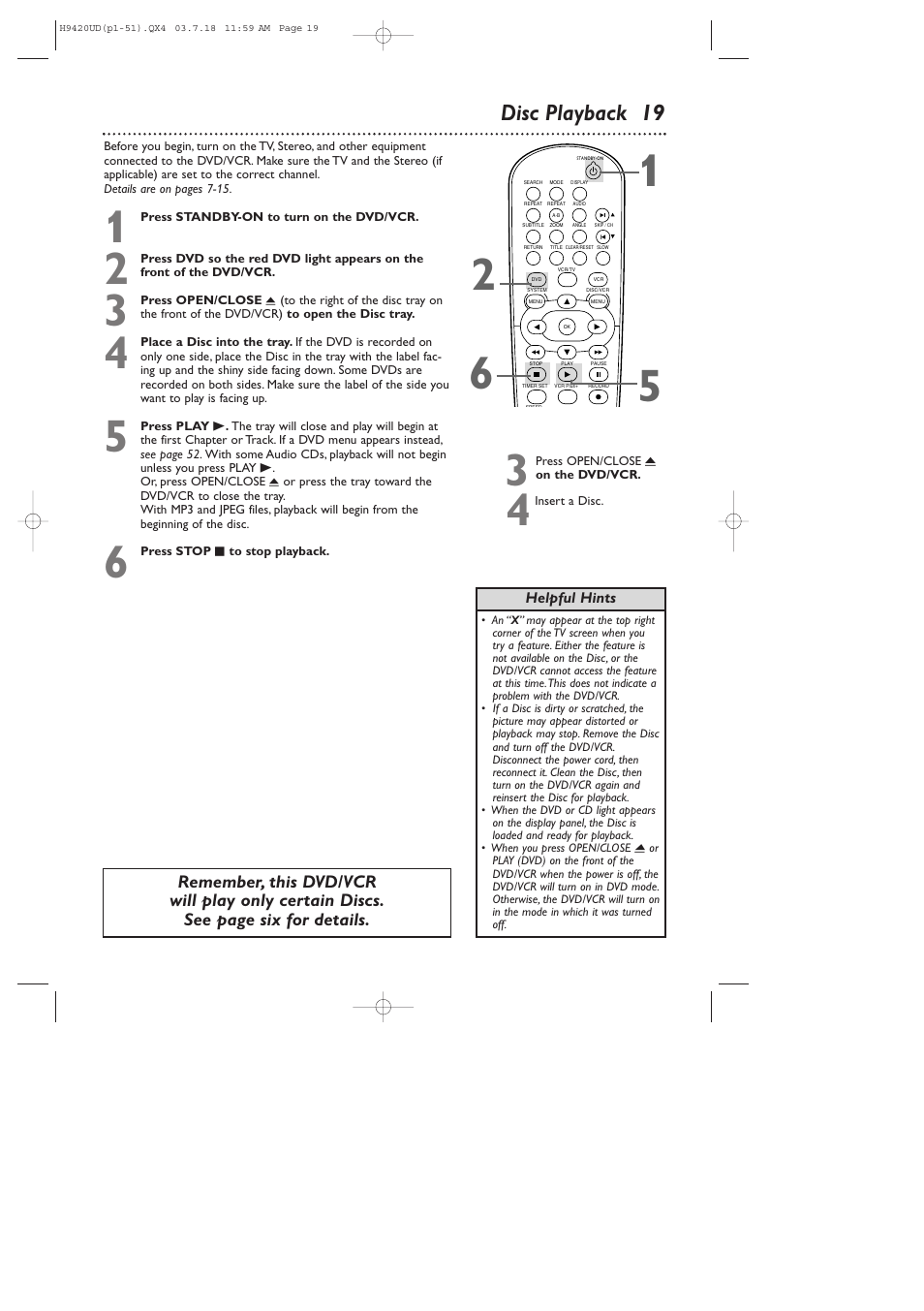 Disc playback 19 | Philips DVD750VR/17 User Manual | Page 19 / 84