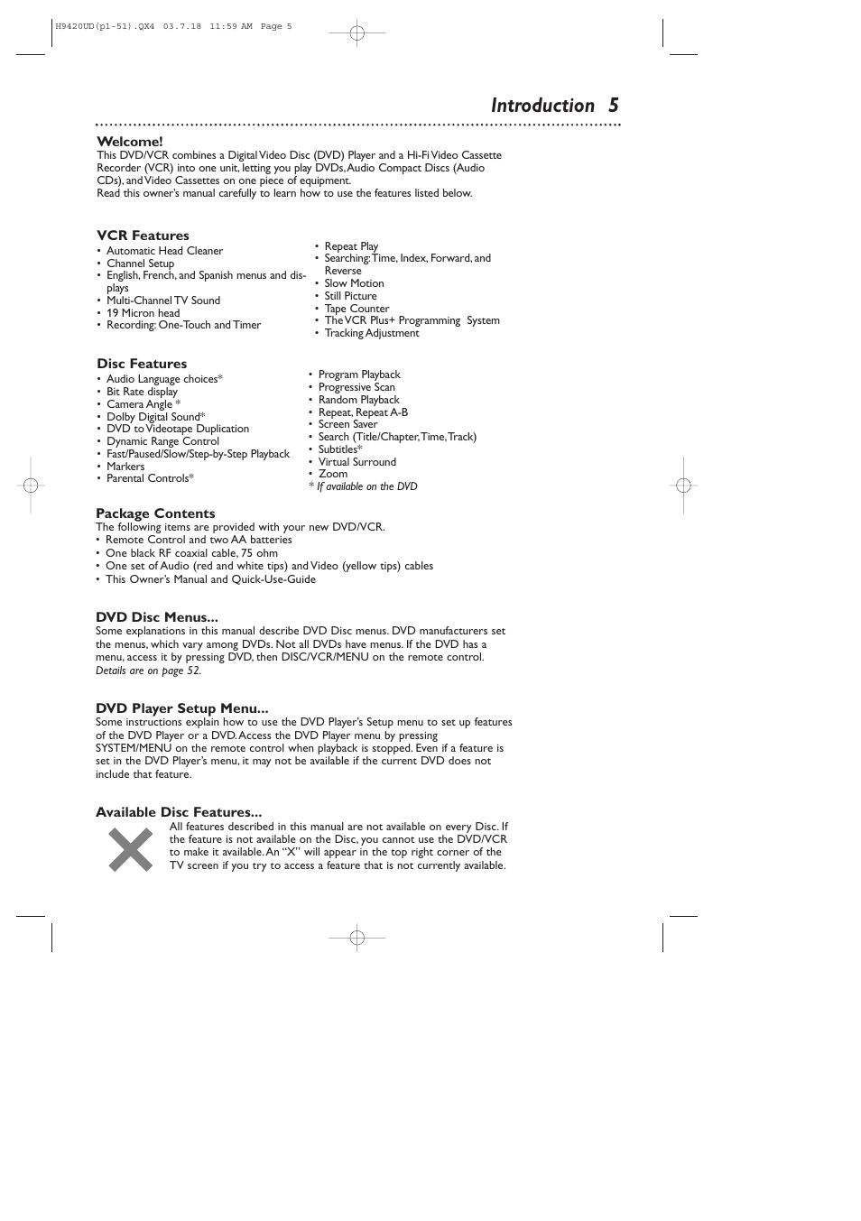 Introduction 5 | Philips DVD750VR/17 User Manual | Page 5 / 84