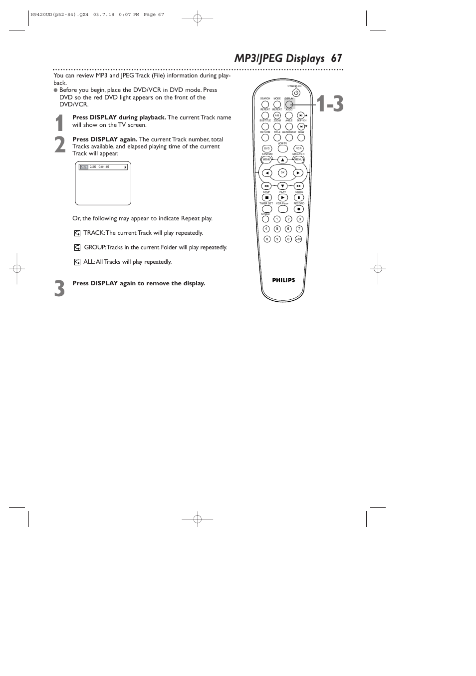 Mp3/jpeg displays 67 | Philips DVD750VR/17 User Manual | Page 67 / 84