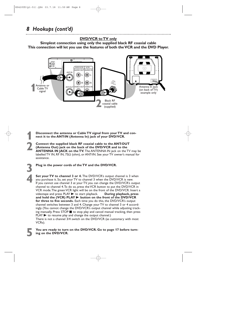 8 hookups (cont’d) | Philips DVD750VR/17 User Manual | Page 8 / 84