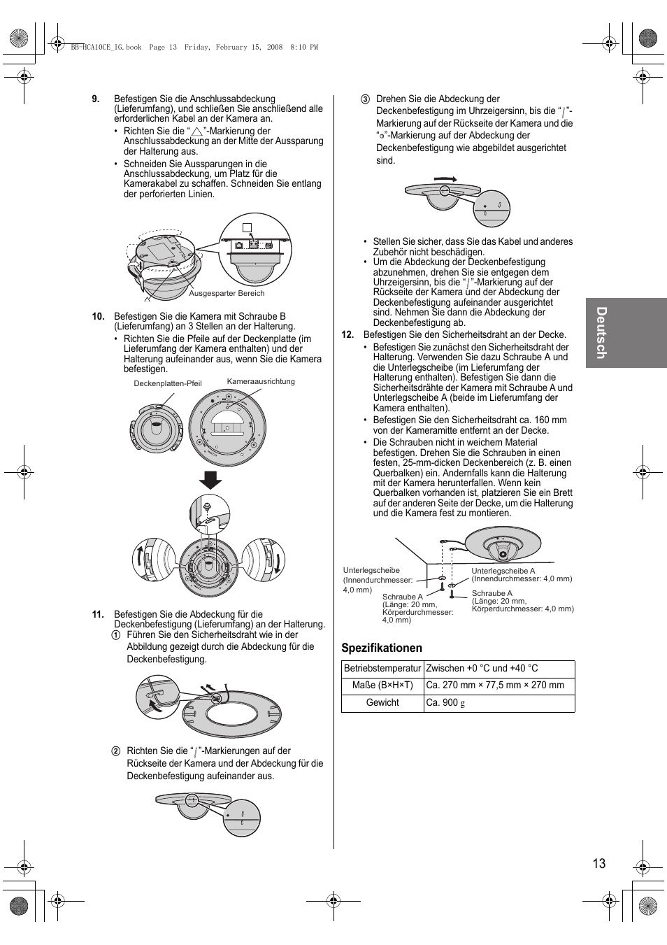 Deutsch 13 | Philips BB-HCA10CE User Manual | Page 13 / 36