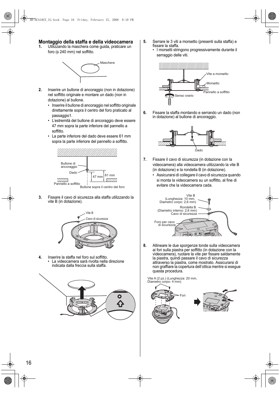 Montaggio della staffa e della videocamera | Philips BB-HCA10CE User Manual | Page 16 / 36