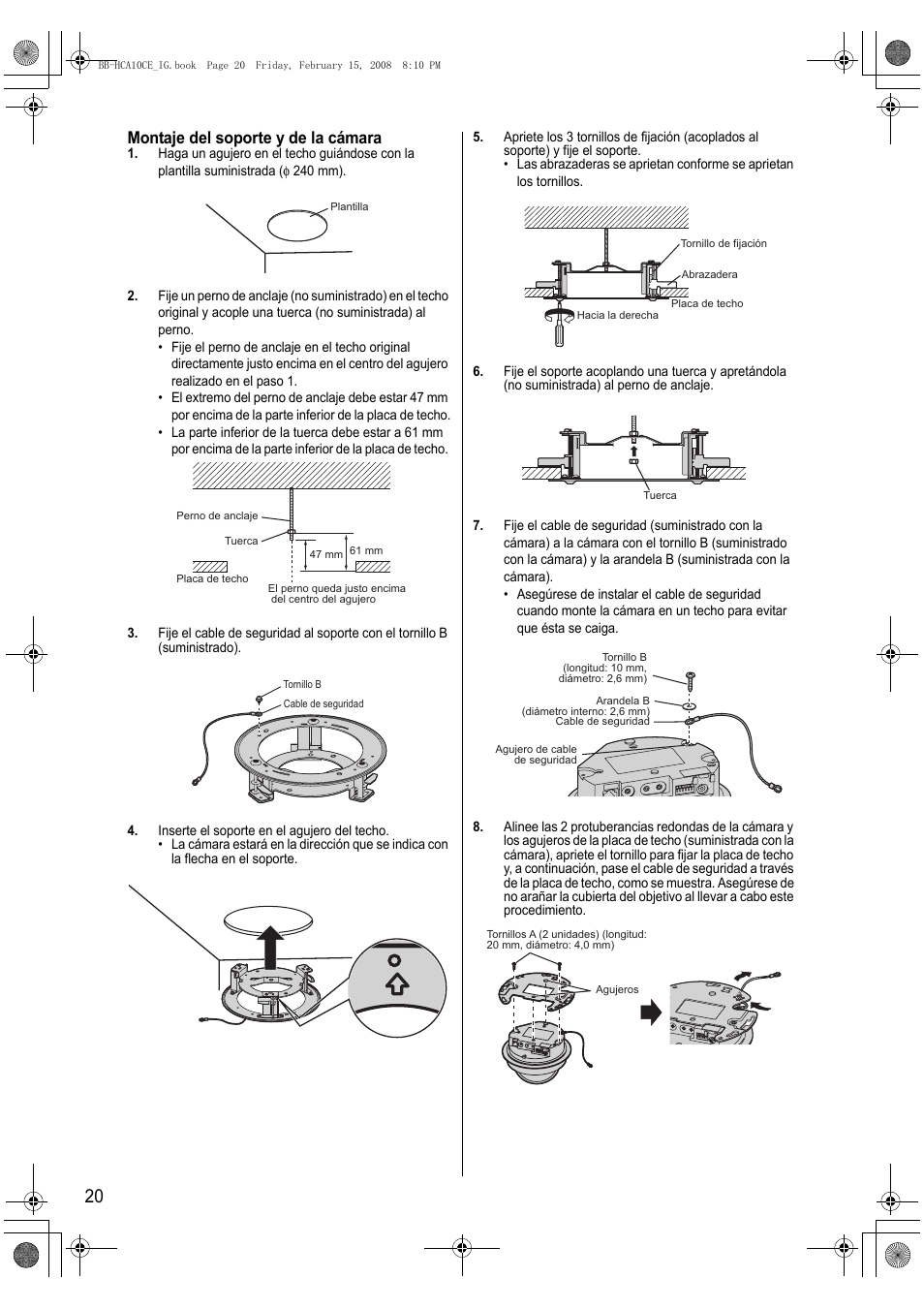 Montaje del soporte y de la cámara | Philips BB-HCA10CE User Manual | Page 20 / 36