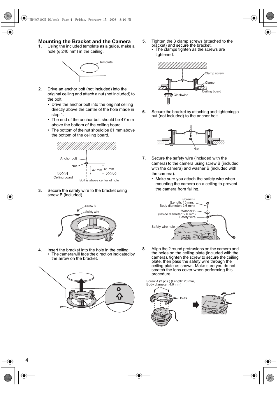 Mounting the bracket and the camera | Philips BB-HCA10CE User Manual | Page 4 / 36