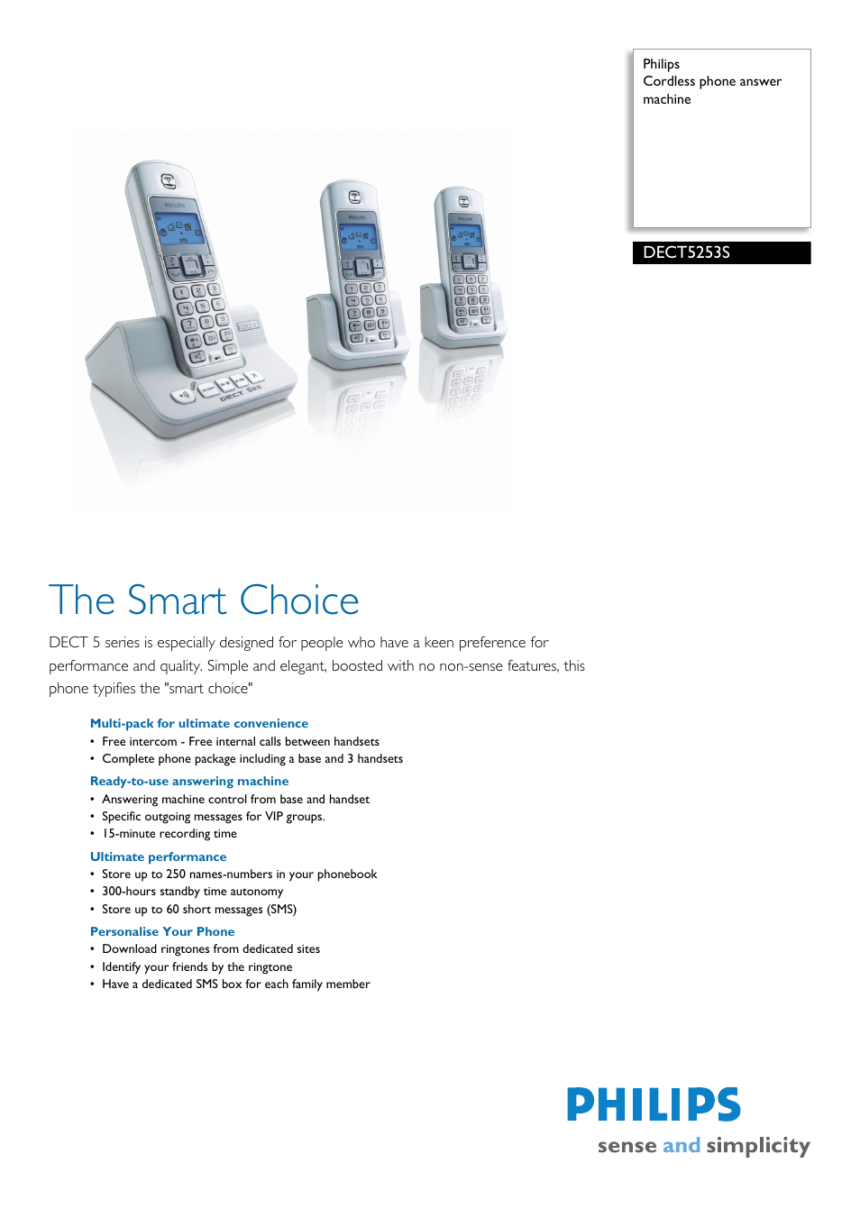 Philips DECT5253S User Manual | 2 pages