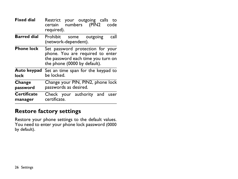 Restore factory settings | Philips CTX503WHT/00 User Manual | Page 27 / 34