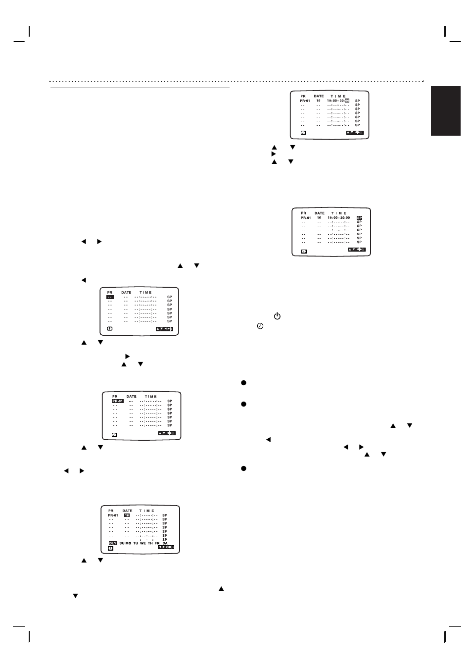 Operation with tape, Timer recording using on screen display, English | Philips DVP3055V/19 User Manual | Page 23 / 37