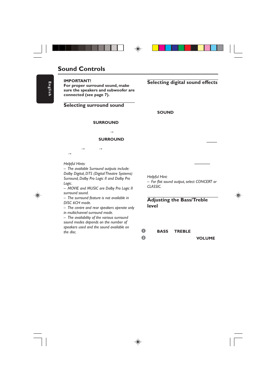 Sound controls | Philips HTS5700R User Manual | Page 16 / 84