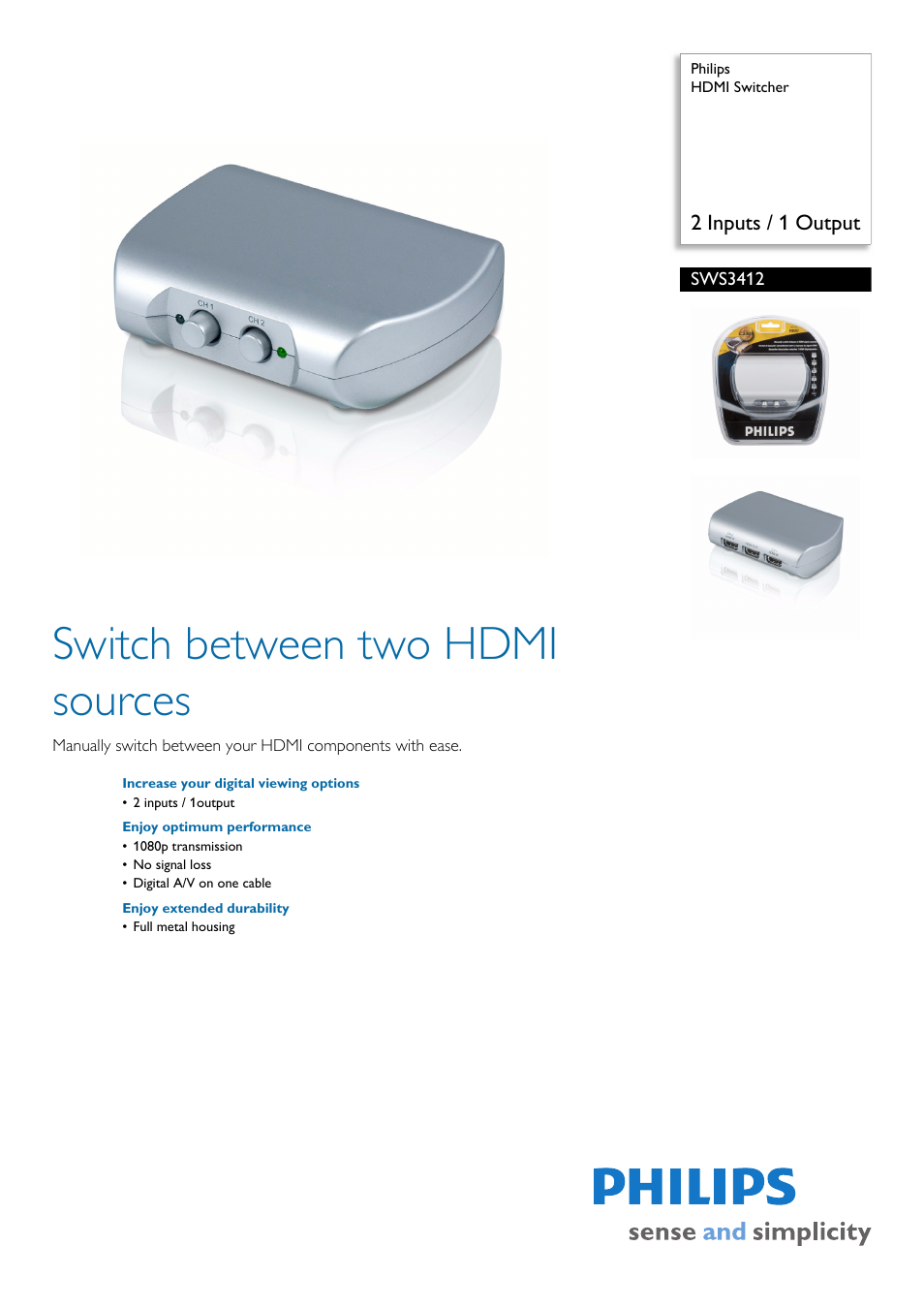 Philips SWS3412/10 User Manual | 2 pages