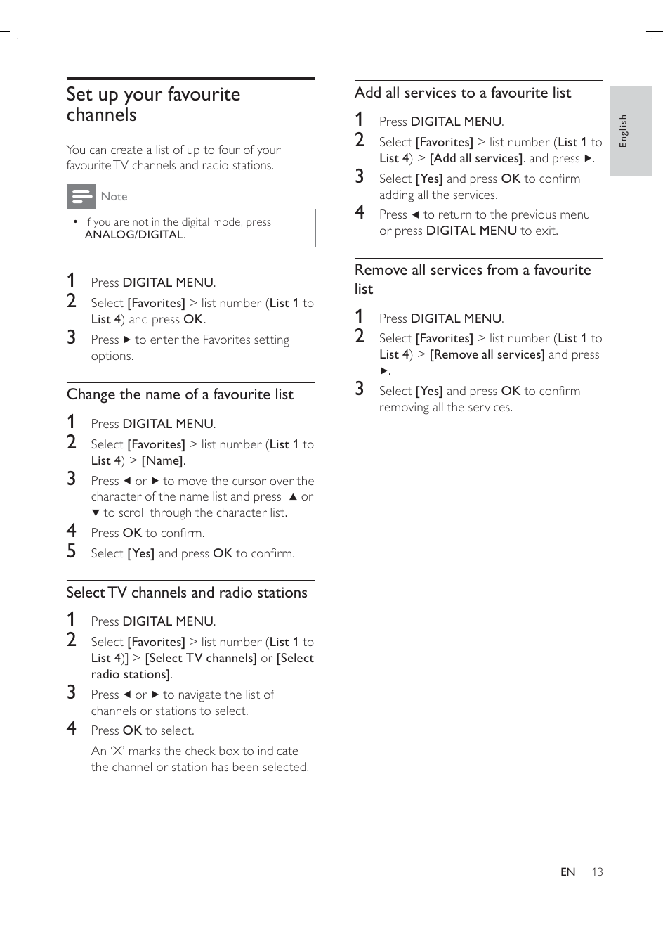 Set up your favourite channels | Philips 42PFL7409D/30 User Manual | Page 15 / 38